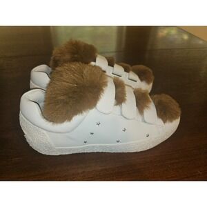 ASH Nitro Fur Trainers Sneaker‎ MFRP $205 White Leather Rose Faux Fur Size US 4